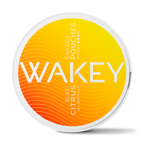 Wakey Energy Pouches, Citrus Blast, All White Slim nikotinfri snus med frugtig smag af citrus, hjælper til snusstop, indeholder koffein