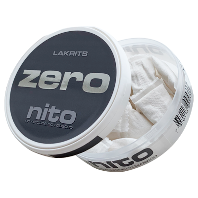 Zeronito Lakrits åben Nikotinfri snus koffeinfri med smagen af Lakrids, hjælper til snusstop